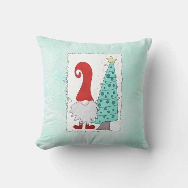 Coussin Gnome et sapin de Noël dessin animé de Noël (Recto)