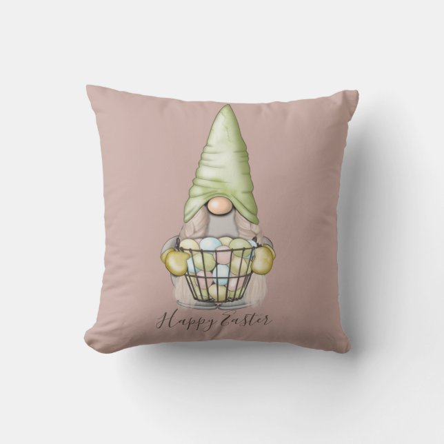Coussin Gnome fille mignonne avec oeufs Fêtes de Pâques (Recto)