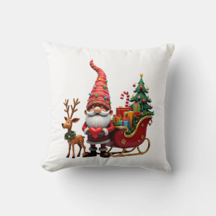 Coussin Gnome Lumière de Noël Père Noël Traîneau Élevé