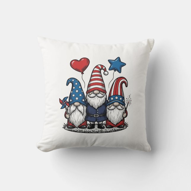 Coussin Gnome patriotique gravure vintage design vectoriel (Recto)