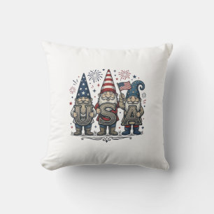 Coussin Gnome Patriotique USA Vintage Chemise du Quatre Ju