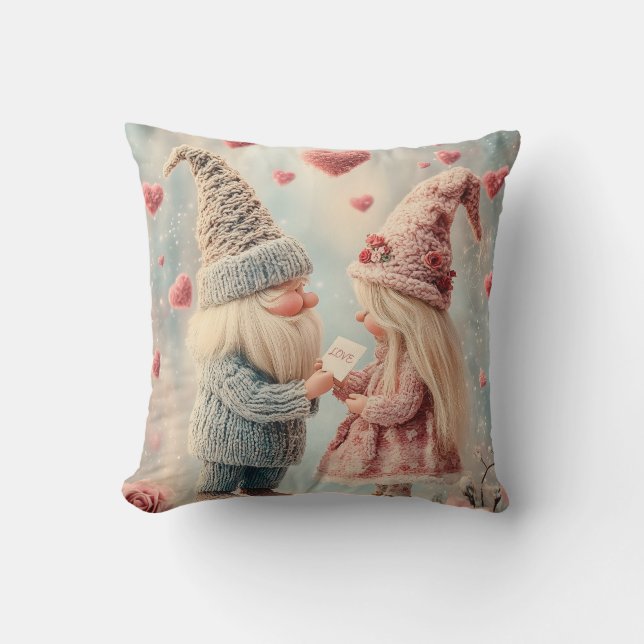 Coussin Gnome Romance : Saint Valentin Gnome Couple (Recto)