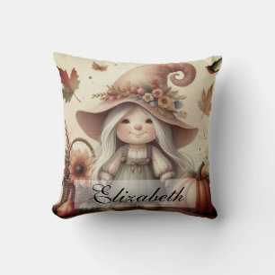 Coussin Gnomes d'automne vintages avec feuilles d'automne