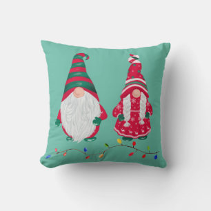 Coussin Gnomes de Noël, Monsieur et Madame Claus Couronne 