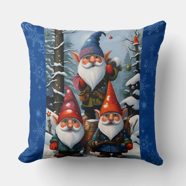 Coussin Gnomes des forêts d'hiver (Recto)