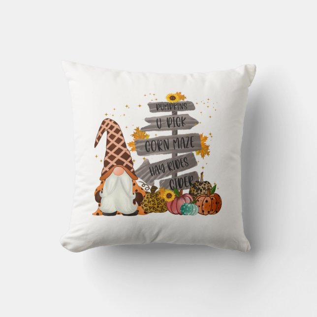 Coussin Gnomes d'Halloween, Automne, Citrouilles, Promenad (Recto)