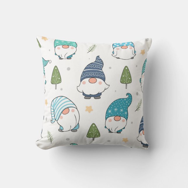 Coussin Gnomes d'hiver Whimsical Motif sans couture (Recto)