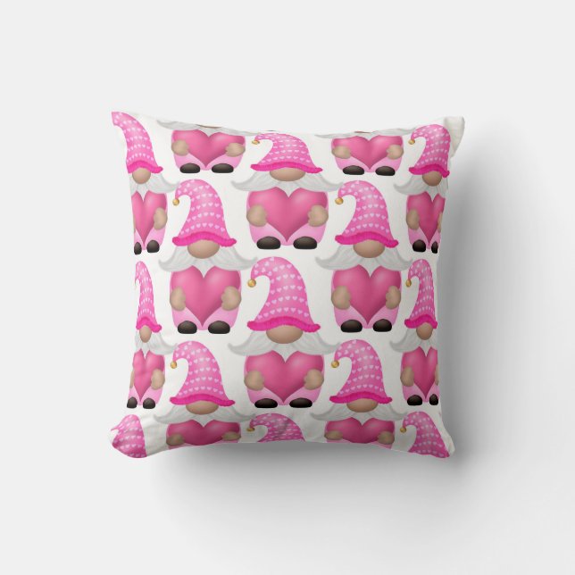 Coussin Gnomes roses forêt scandinave mignons adorables (Recto)