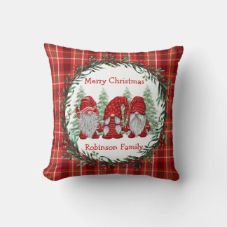 Coussin Gnomes rouges personnalisés Joyeux Noël