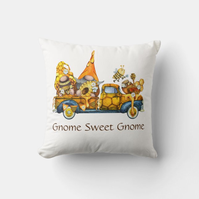 Coussin Gnomes Tournesols dans un Camion Gnome Gnome Doux (Recto)