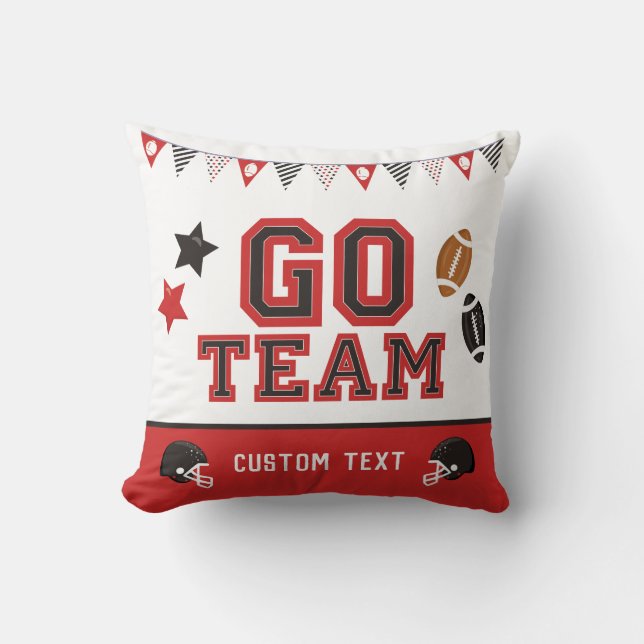 Coussin Go Team Football Fan Red et Black Festive Sports (Recto)