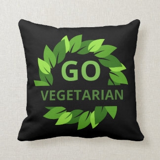 Coussin Go Vegetarian, Vegan, Veganism Green Feuilles Blac