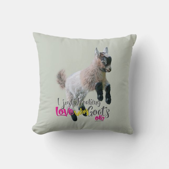 Coussin GOAT LOVE | Je viens de freaking LOVE Baby Chèvres (Recto)
