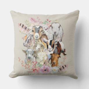Coussin GOAT mignons   Aquarelle Portraits de chèvre GetYe