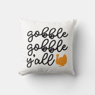 Coussin Gobble Gobble Y'all avec la Turquie