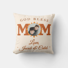 Coussin God Bless Mom Sunflower Kids Photo Throw Pillow