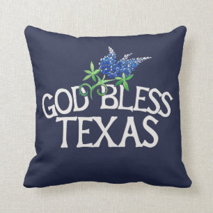 Coussin God Bless Texas Bluebonnet Art "Texas Bluebonnets"
