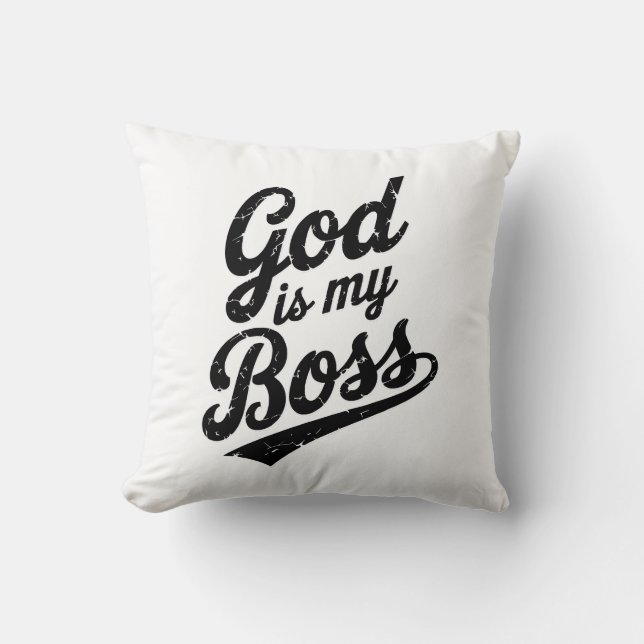 Coussin God is my boss (Recto)