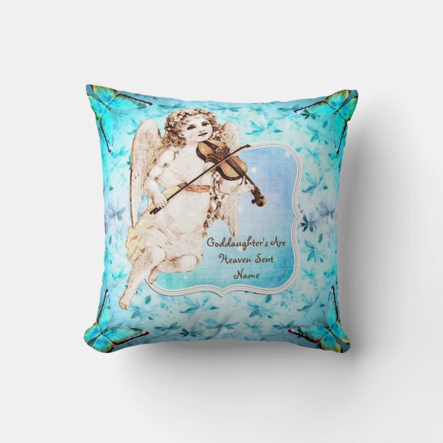 Coussin Godgirl Cadeau Communion Baptême Angel Ciel (Recto)