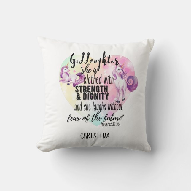 Coussin Godgirl Cadeau Motivation Encouragement NOMMÉ (Recto)