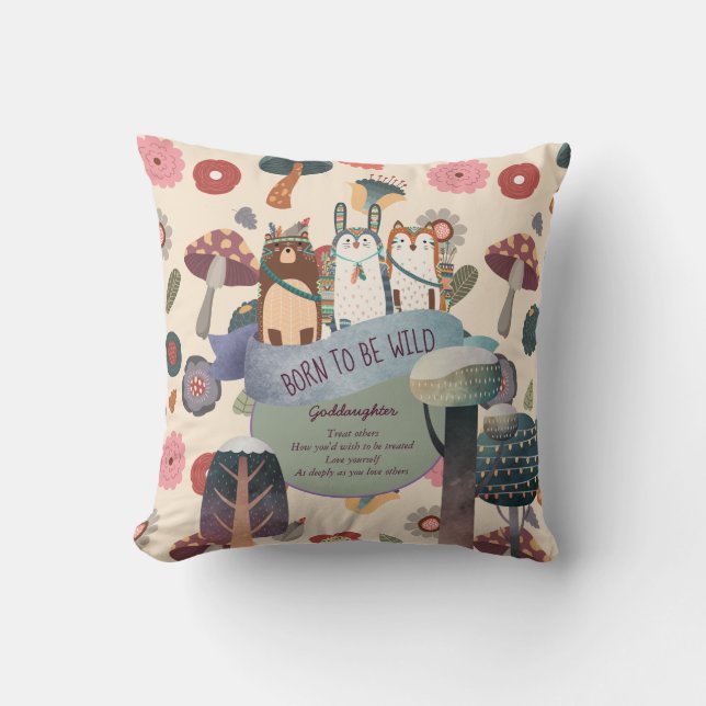 Coussin Godgirl Cadeau Motivation Encouragement NOMMÉ (Recto)
