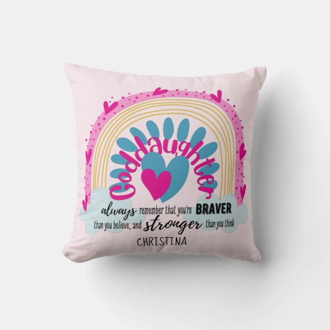 Coussin Godgirl Cadeau Motivation Encouragement NOMMÉ (Recto)