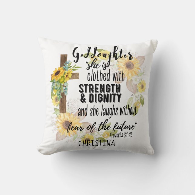 Coussin Godgirl Cadeau Motivation Encouragement NOMMÉ (Recto)