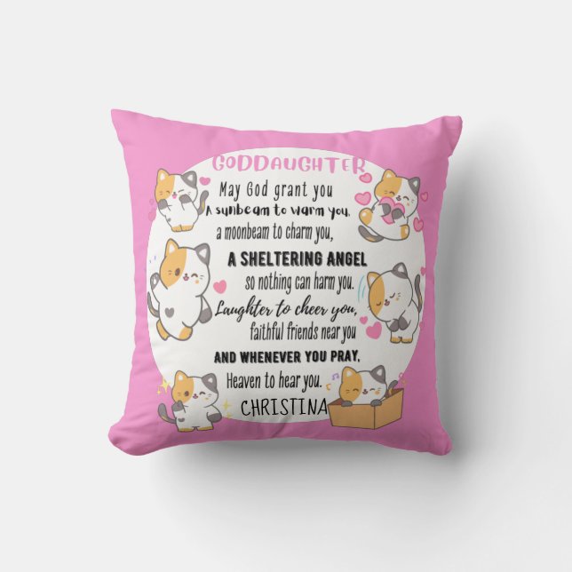 Coussin Godgirl Cadeau Motivation Encouragement NOMMÉ (Recto)