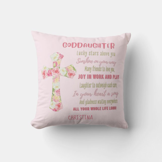 Coussin Godgirl Cadeau Motivation Encouragement NOMMÉ (Recto)