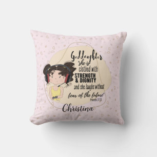 Coussin Godgirl Citation Cadeau Proverbe Gamer Rose fille