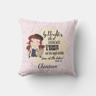 Coussin Godgirl Citation Cadeau Proverbe Peintre rose Arti