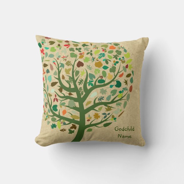 Coussin Godgirl Godson Godchild cadeau Arbre de vie (Recto)