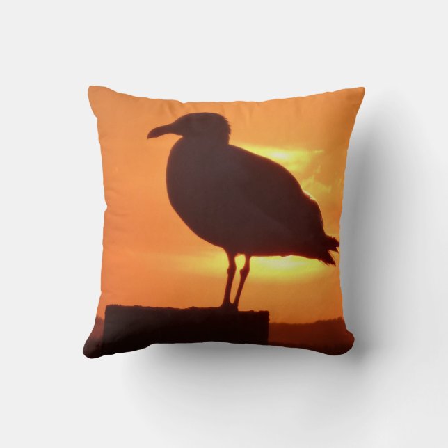 Coussin Goéland marin au coucher du soleil (Verso)