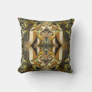 Coussin Gold Baroque luxe 3d vintage sans couture motif. L