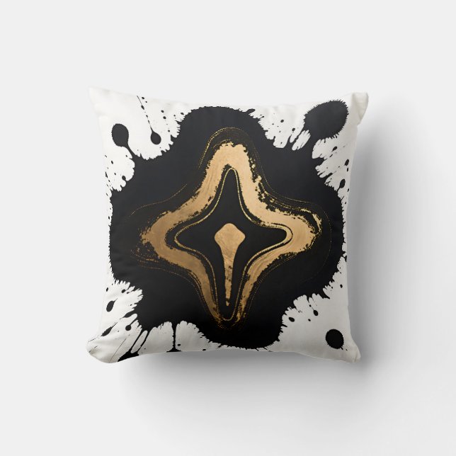 Coussin Gold Black Marble Fluid Abstract Luxury (Recto)