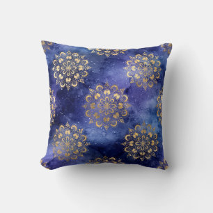 Coussin Gold & Blue Galaxy Dharma Mandala Motif