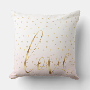 Coussin Gold Blush Coeurs rose Aimer Ombre
