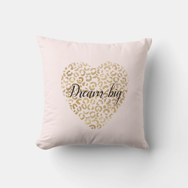 Coussin Gold Blush Empreinte de léopard Heart       (Recto)