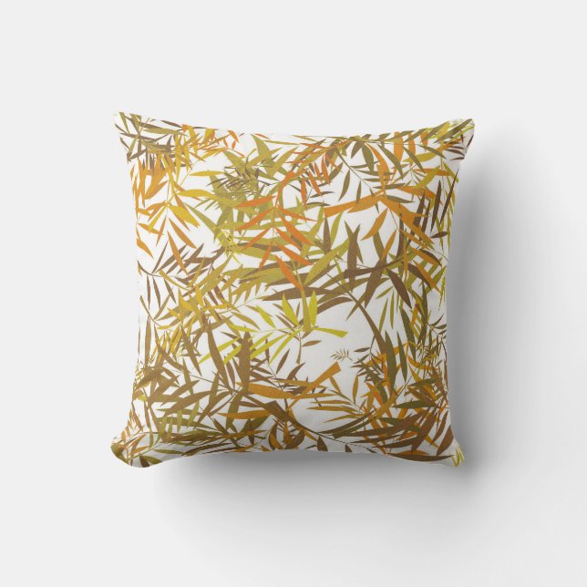 Coussin Gold Bronze and Brown Willow Leaves (Recto)