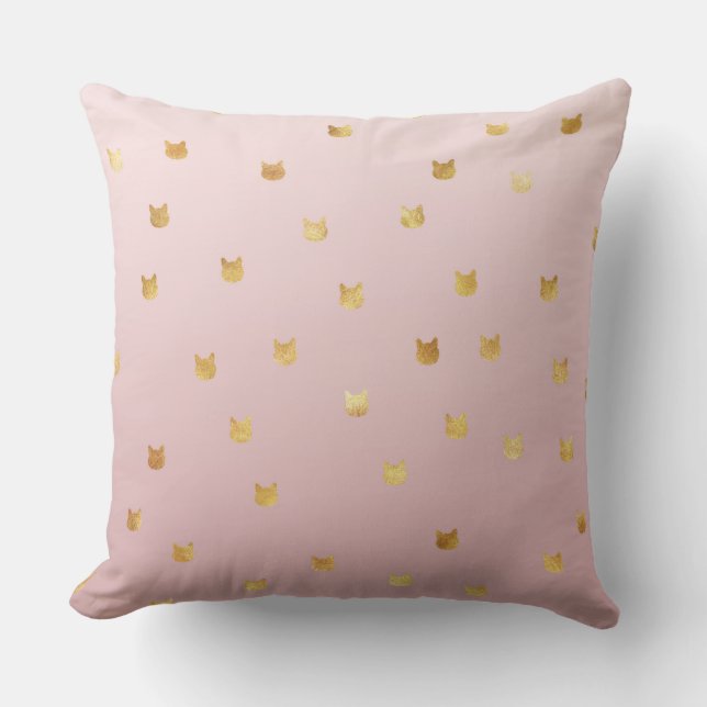 Coussin Gold Cats Blush Pink Ombre (Recto)