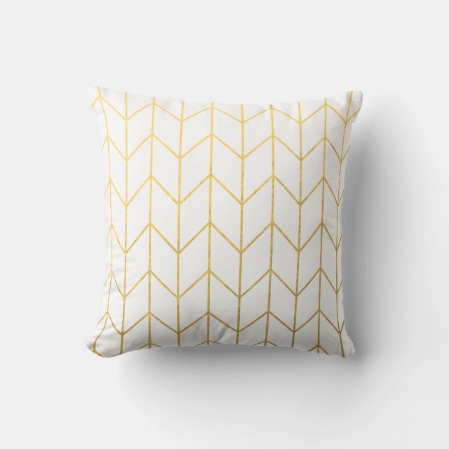 Coussin Gold Chevron White Arrière - plan Modern Chic (Recto)