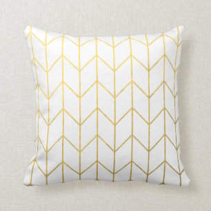 Coussin Gold Chevron White Arrière - plan Modern Chic