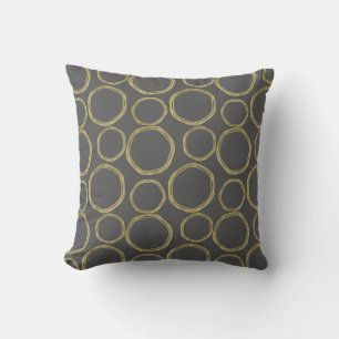 Coussin Gold Circles & Grey Moderne tendance