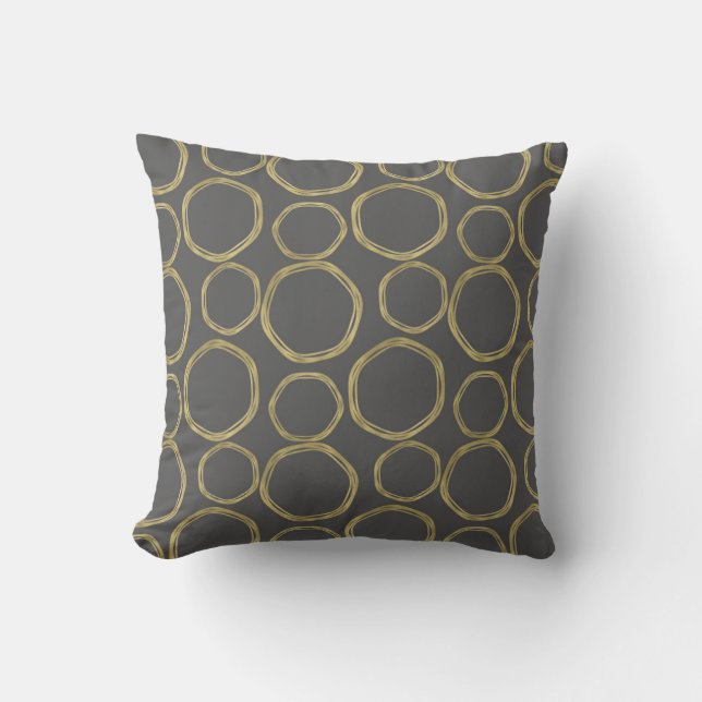 Coussin Gold Circles & Grey Moderne tendance (Recto)