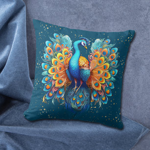 Coussin Gold Confetti Imaginaire bleu Peacock