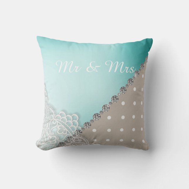 Coussin GOLD DIAMOND COUSHION DU COEUR MARIAGE Aqua (Recto)