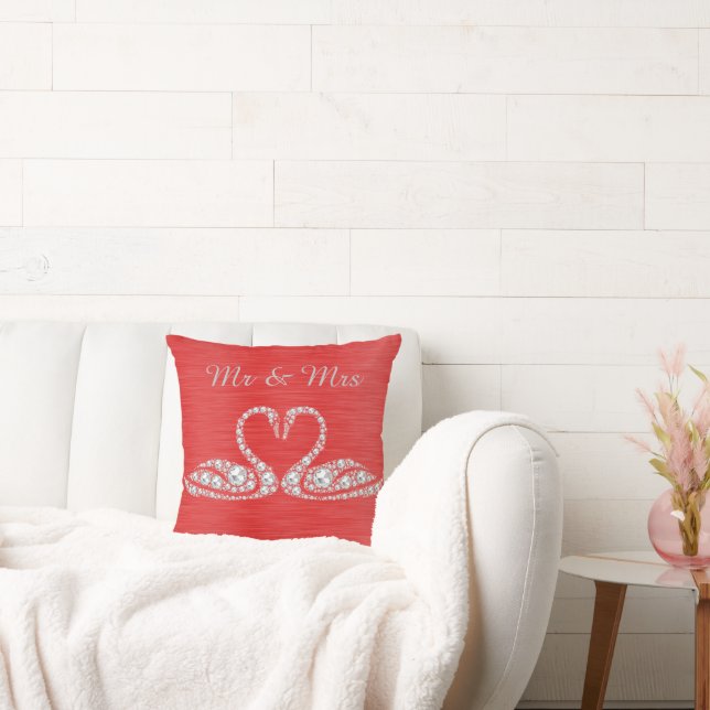 COUSSIN GOLD DIAMOND SWAN CUSHION MARIAGE RED (Canapé)