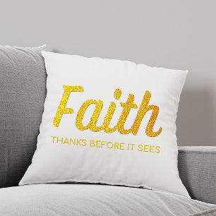 Coussin Gold Faith Tee - Gratitude Inspiration Christian