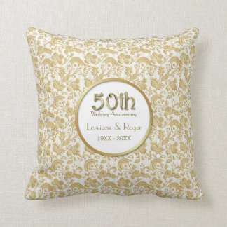 Coussin Gold Floral Elegance 50e anniversaire Mariage
