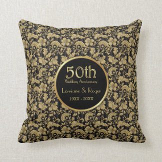 Coussin Gold Floral Elegance 50e anniversaire Mariage